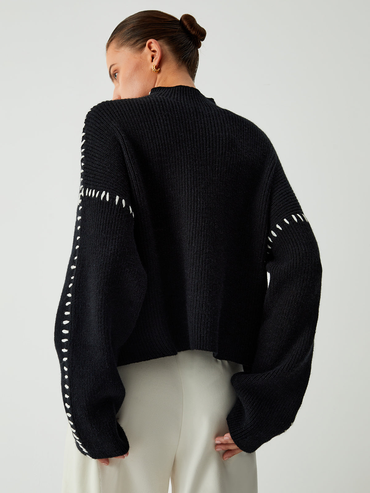 Oversize Yarım Balıkçı Yaka Kazak