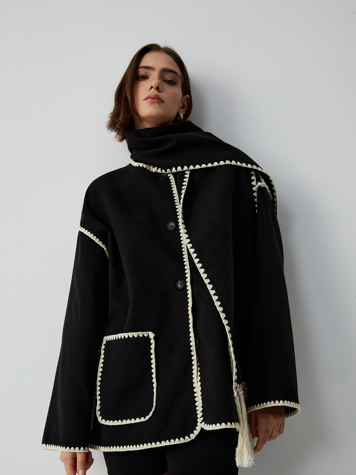 Şal Detaylı ceket