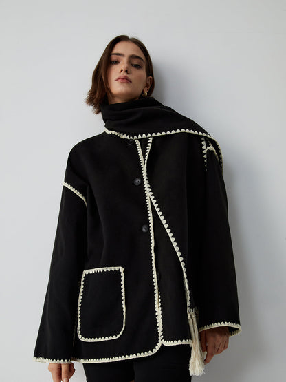 Şal Detaylı ceket