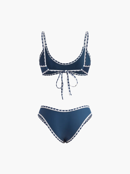 Kontrast Kesimli Düğümlü Bikini Takımı