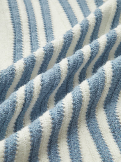 Pinstripe Bağcıklı Örgü Hırka