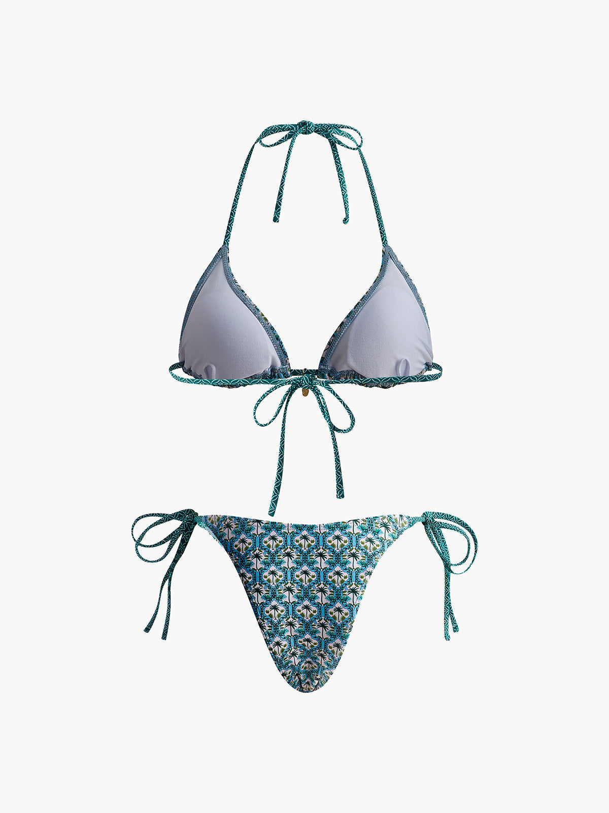 Baskılı Dantelli Bikini Takımı