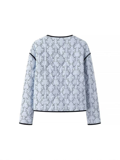 Kontrast Baskılı Düğmeli Kaban