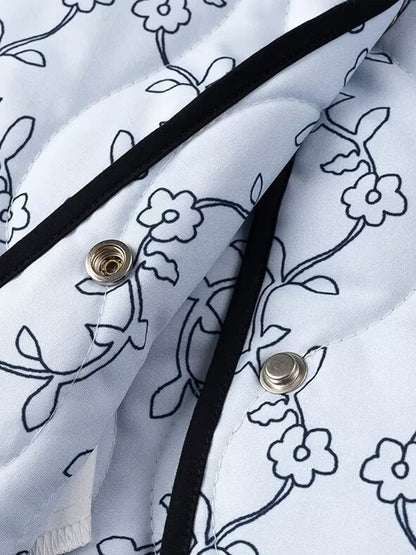 Kontrast Baskılı Düğmeli Kaban