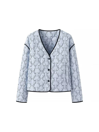 Kontrast Baskılı Düğmeli Kaban