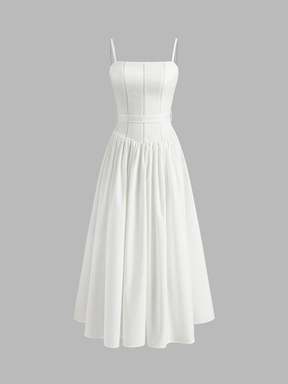 Korseli Askılı Midi Elbise