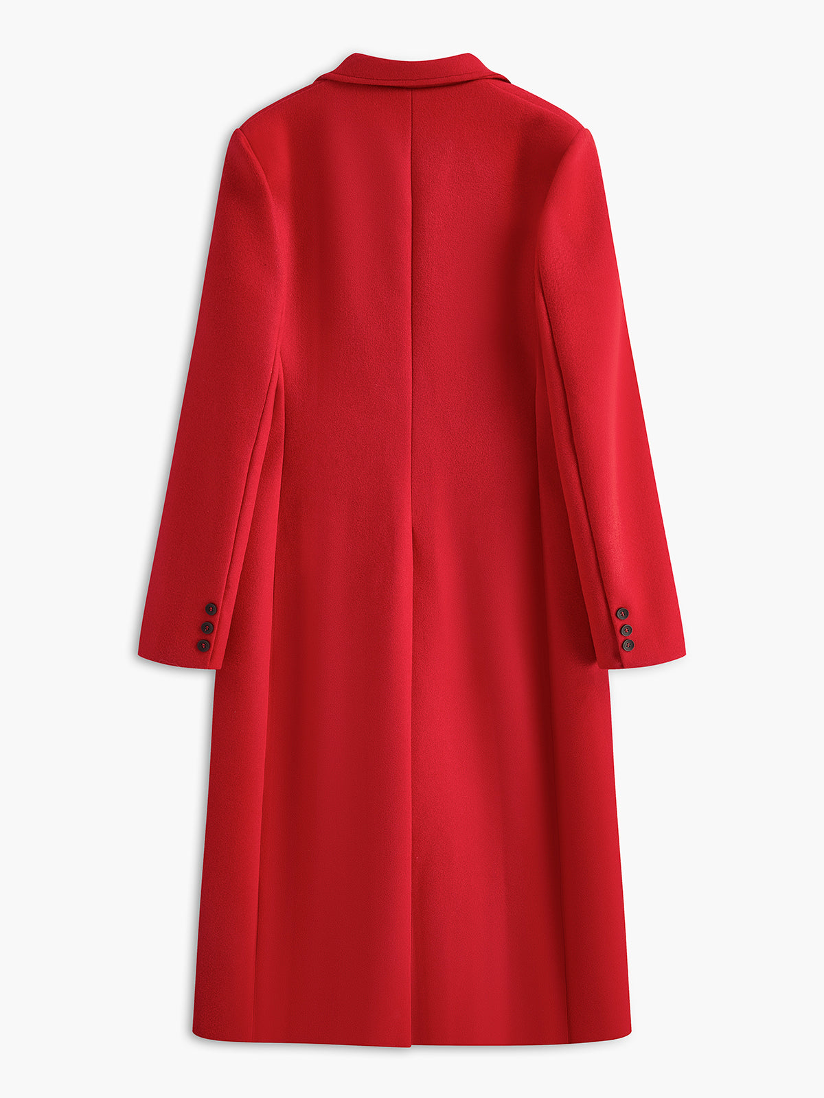 Kırmızı Ekose Yün Uzun Palto