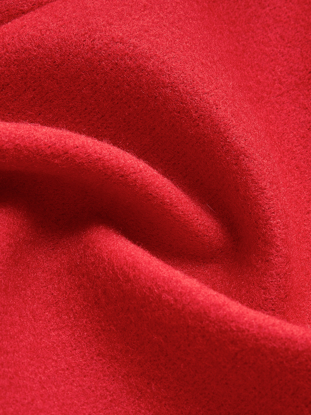 Kırmızı Ekose Yün Uzun Palto