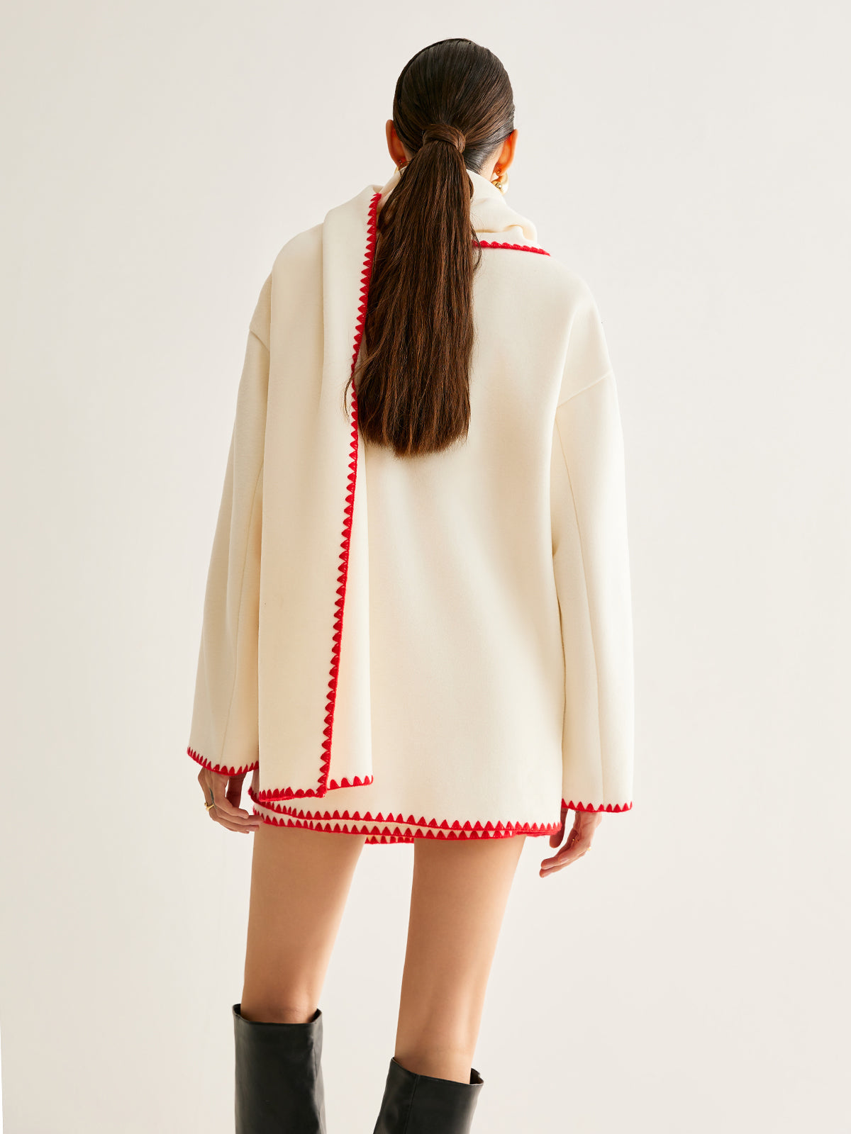 Nakışlı Süslemeli Keten Palto