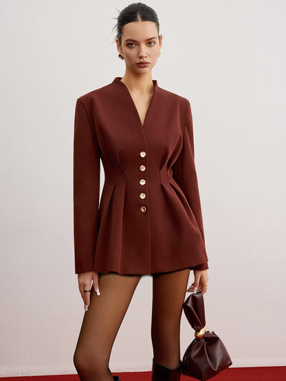 Omuz Pedli Şeritli Blazer Ceket