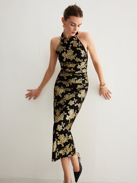 Sırt Açık Dar Maxi Elbise