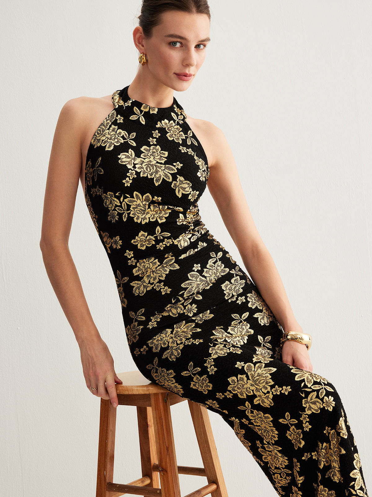 Sırt Açık Dar Maxi Elbise