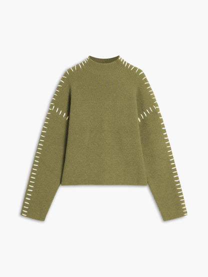 Oversize Yarım Balıkçı Yaka Kazak