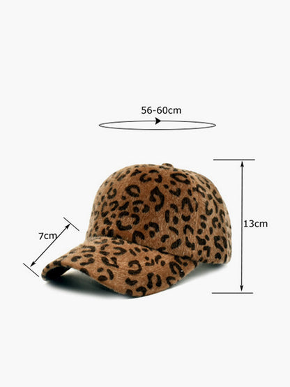 Leopar Desenli Kabarık Şapka Kahverengi