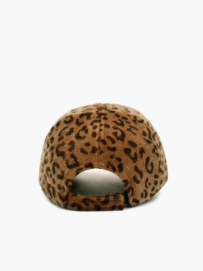 Leopar Desenli Kabarık Şapka Kahverengi