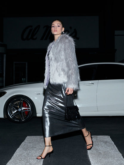 Şık Sahte Kürk Palto