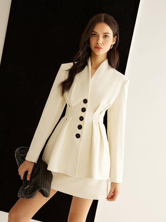 Şık Fırfırlı Düğmeli Blazer Ceket