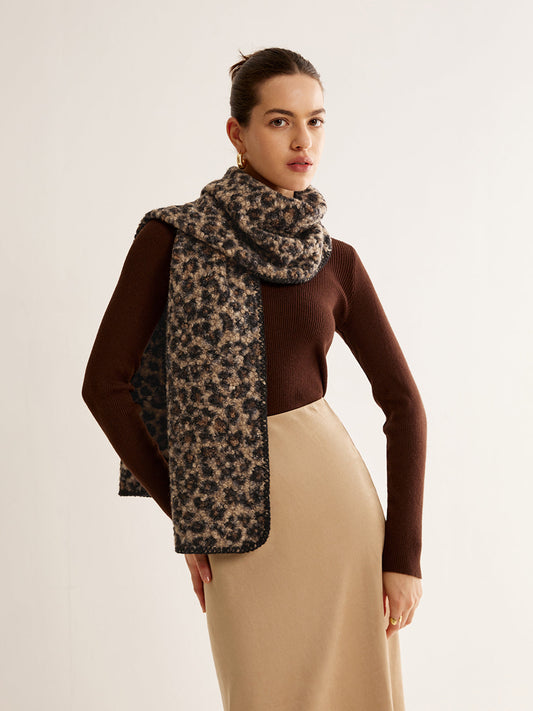 Leopar Desenli Minky Atkı
