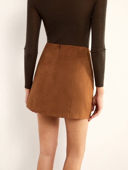 Minimal Süet Mini Etek