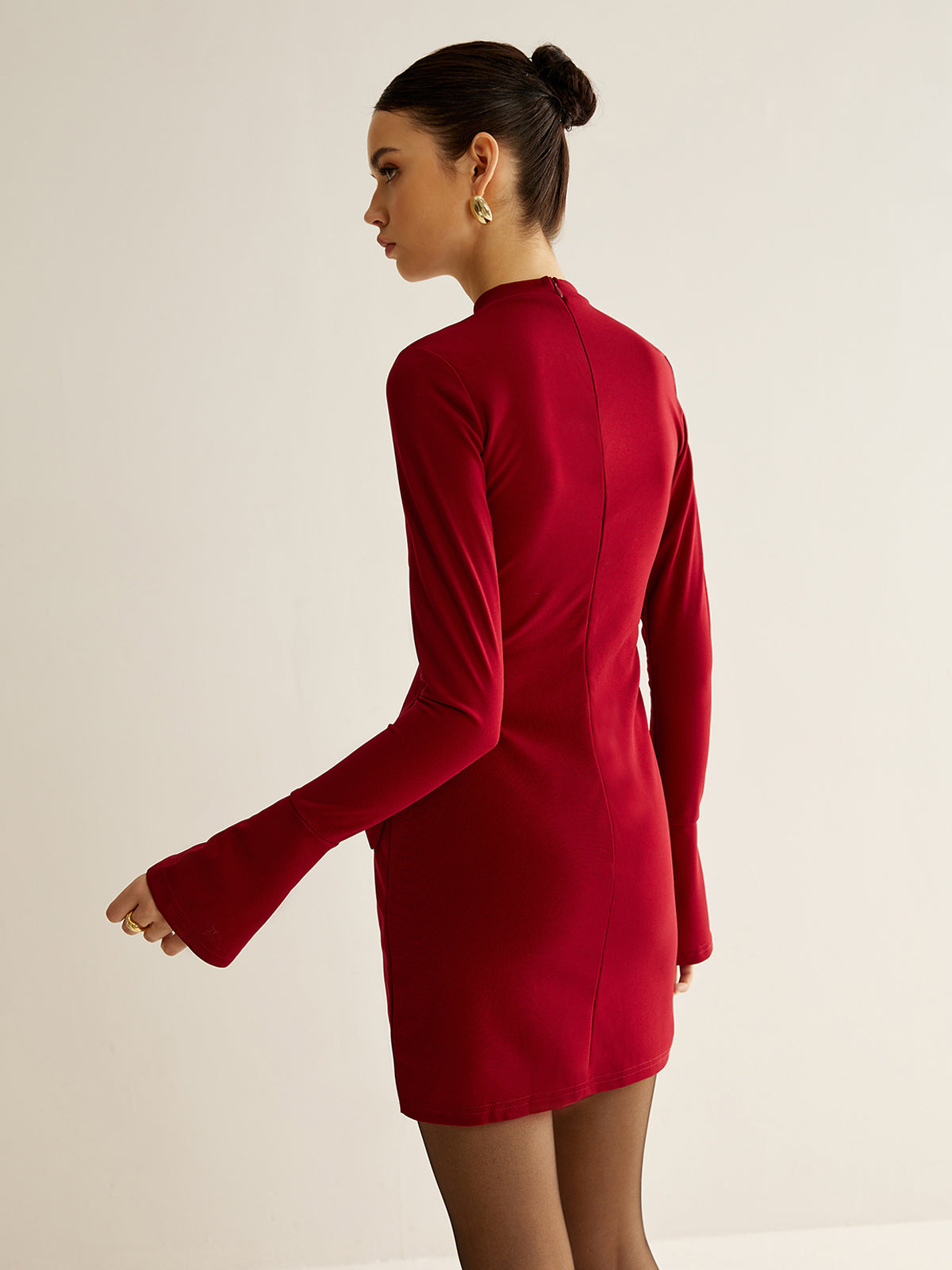 Düz Biyeli Kısa Elbise