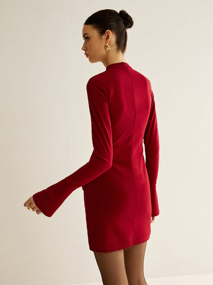 Düz Biyeli Kısa Elbise