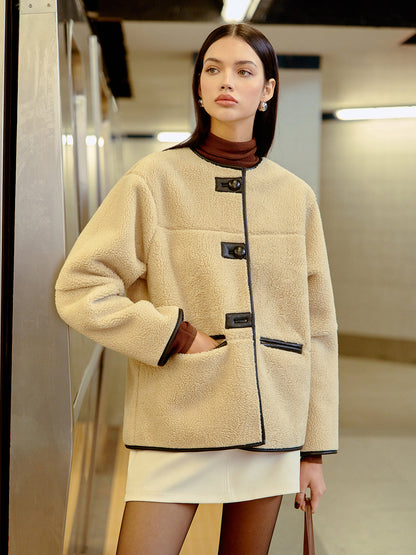 Düğmeli Suni Kürk Kışlık Mont