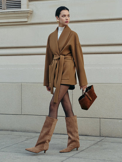 Kemerli Örgü Palto