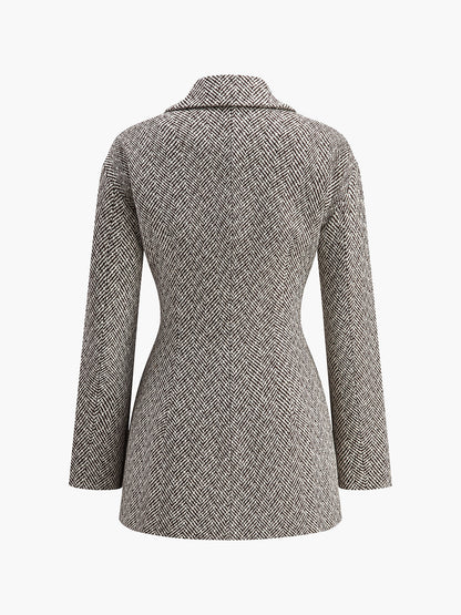 Chevron Yaka Büzgü Blazer