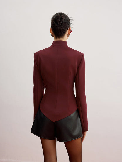 Kesik Detaylı Omuz Vatkalı Slim Fit Blazer