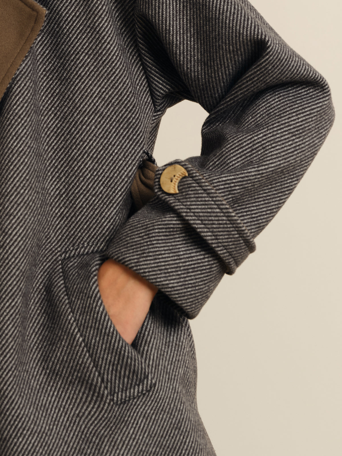 Oversize Kontrast Yaka Kemerli Yün Palto