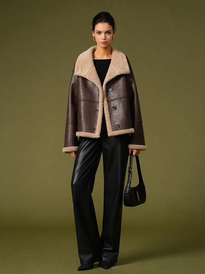 Yün Detay Deri Ceket