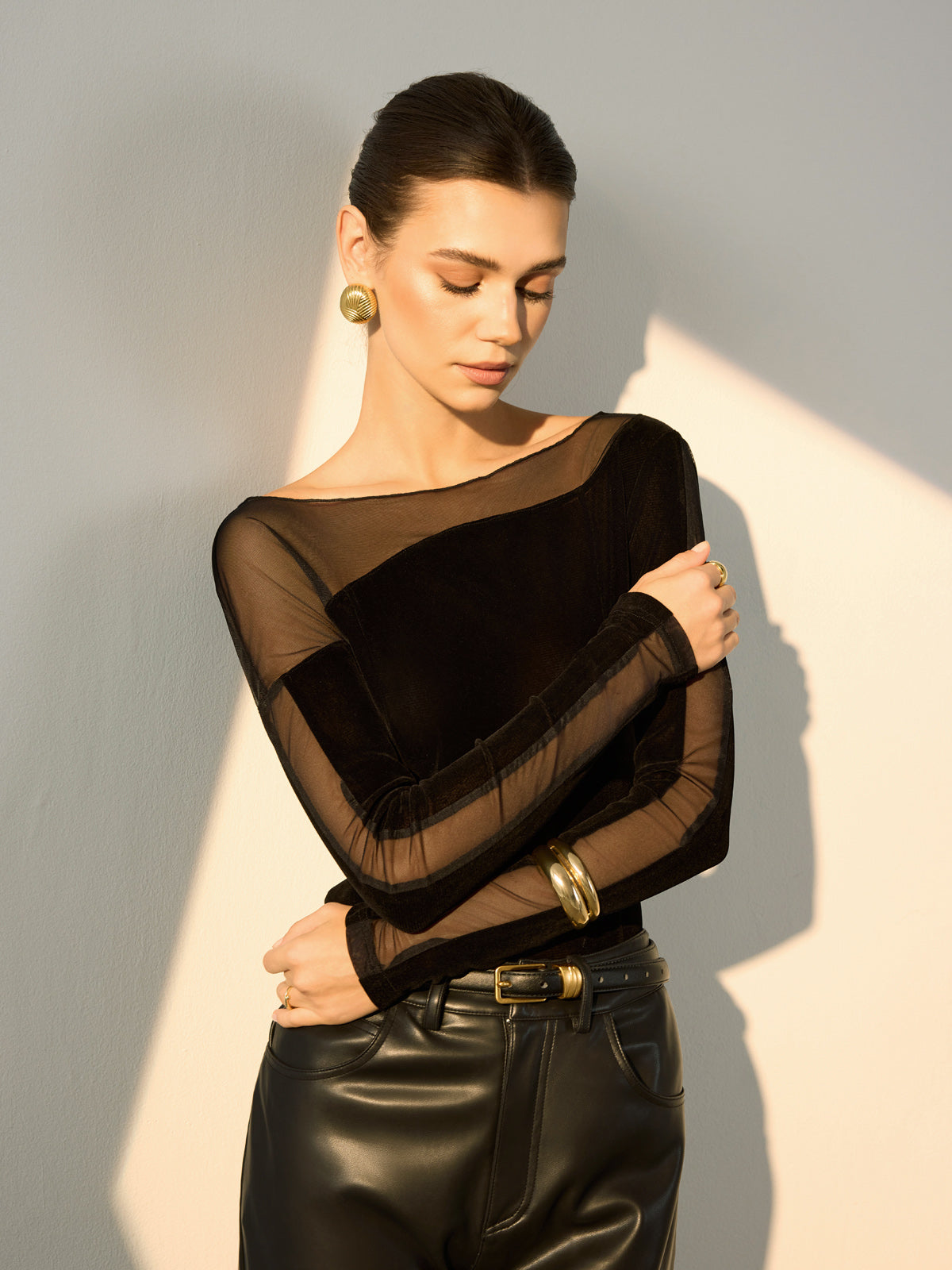 Şeffaf Detaylı Slim Fit Tişört