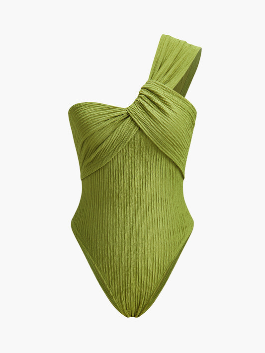 Önden Büzgü Detaylı Tek Omuzlu Bodysuit