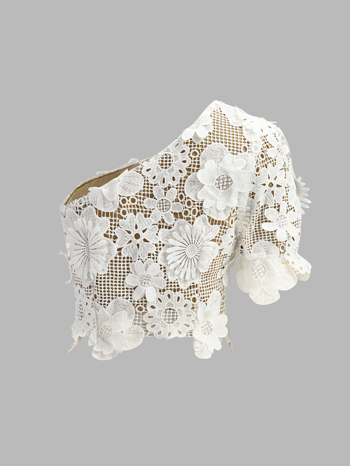 Asimetrik Çiçek Dantelli Üst Etek Takımı