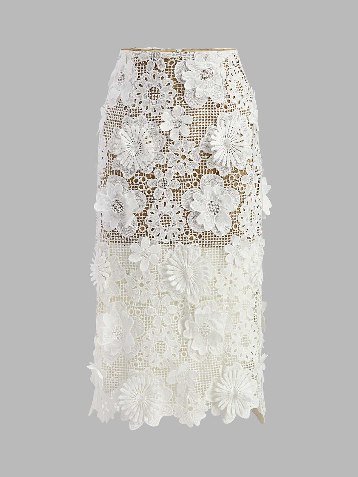 Asimetrik Çiçek Dantelli Üst Etek Takımı