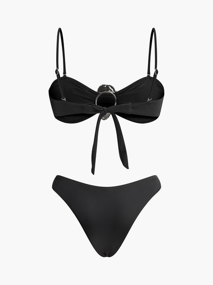 Şık Metal Detaylı Bağlama Ön Bikini Takımı