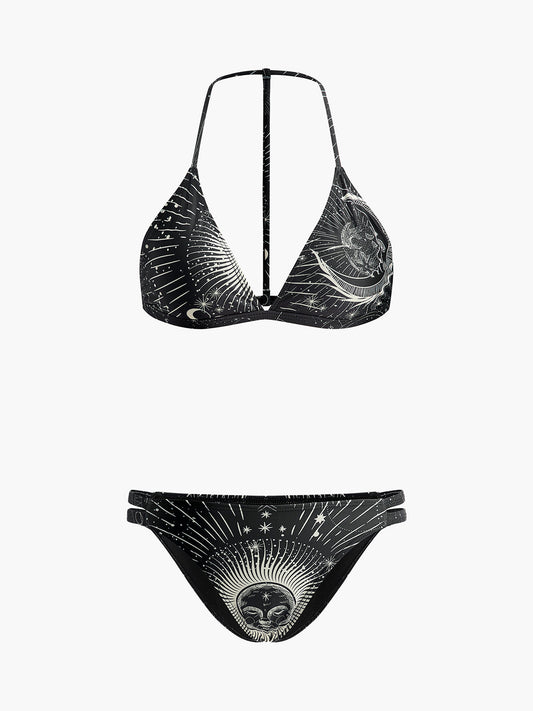 Gökyüzü Temalı Halter Bikini Takımı