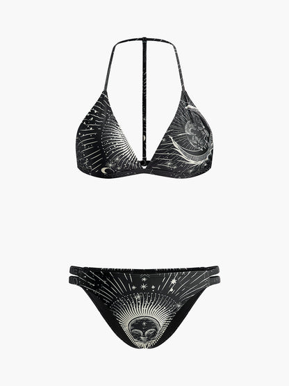 Gökyüzü Temalı Halter Bikini Takımı