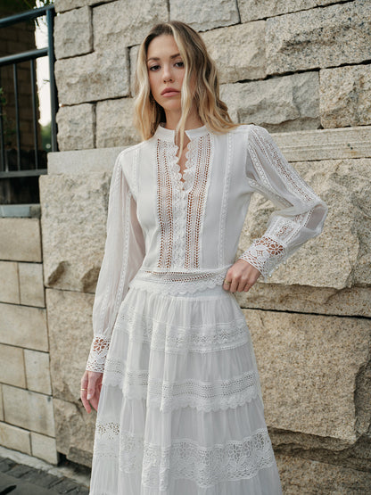 Dantel Detaylı Katlı Etek Takımı