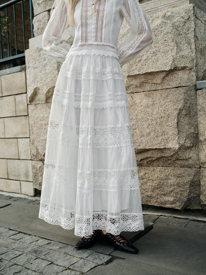 Dantel Detaylı Katlı Etek Takımı