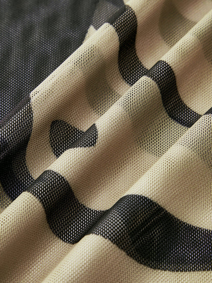 Şeffaf Baskılı Bol Paça Plaj Pantolonu