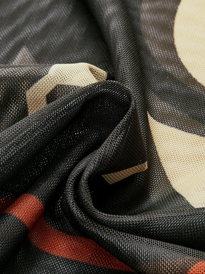 Şeffaf Baskılı Bol Paça Plaj Pantolonu