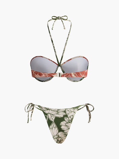 Şirin Çiçek Desenli Bikini Takımı ile Sevimli Bağlamalı Etek