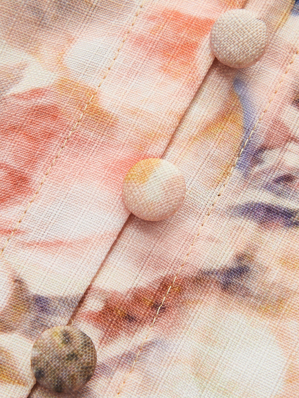 Kuşaklı Balon Kollu Çiçek Desenli Elbise