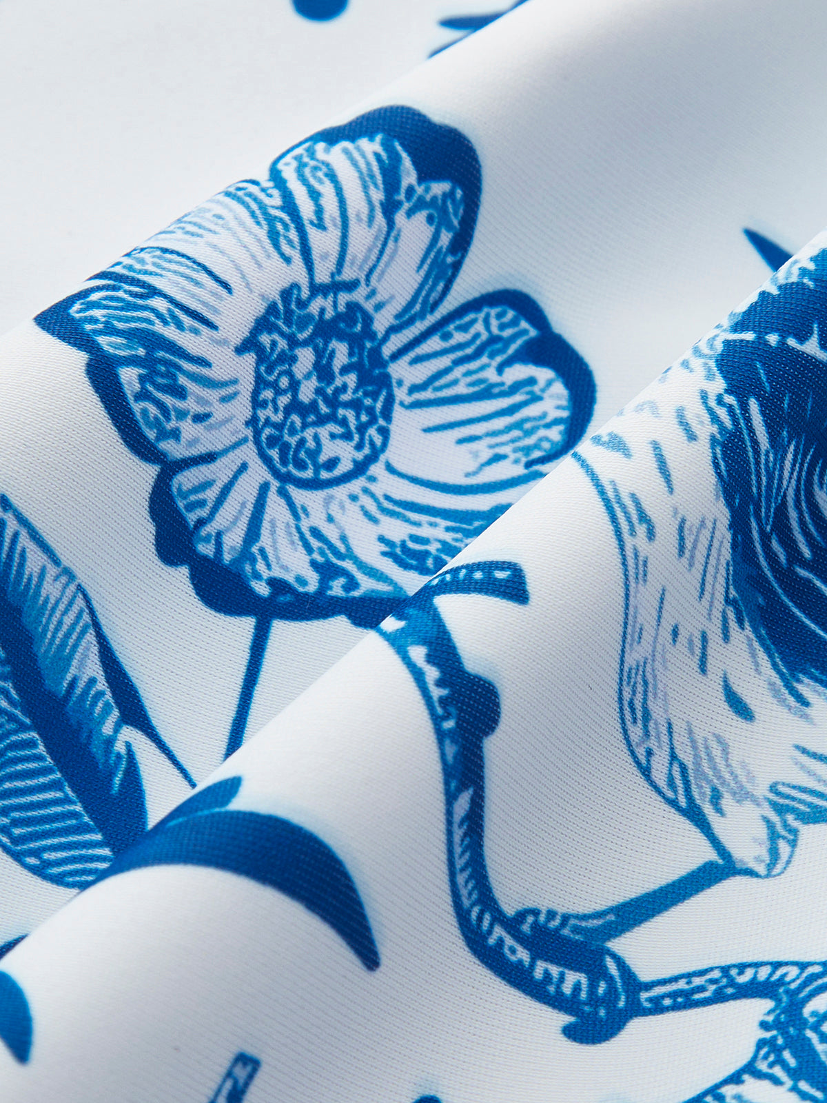 Kuş Desenli V Yaka Tek Parça Mayo