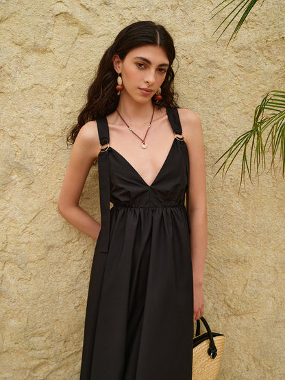 Sırtı Açık Askılı A Kesim Elbise