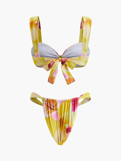 Çiçek Desenli Jarse Bikini Takımı - Yaz Stilini Kucaklayın!
