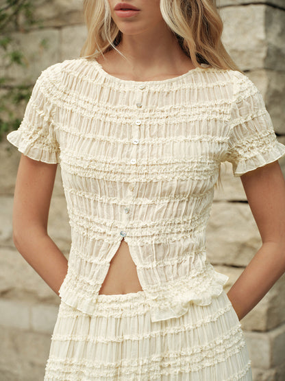 Fırfırlı Crop Top Etek Takımı