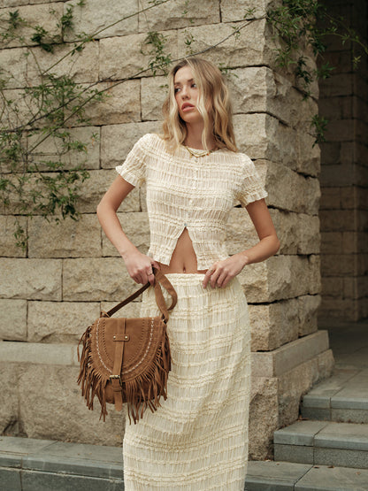 Fırfırlı Crop Top Etek Takımı