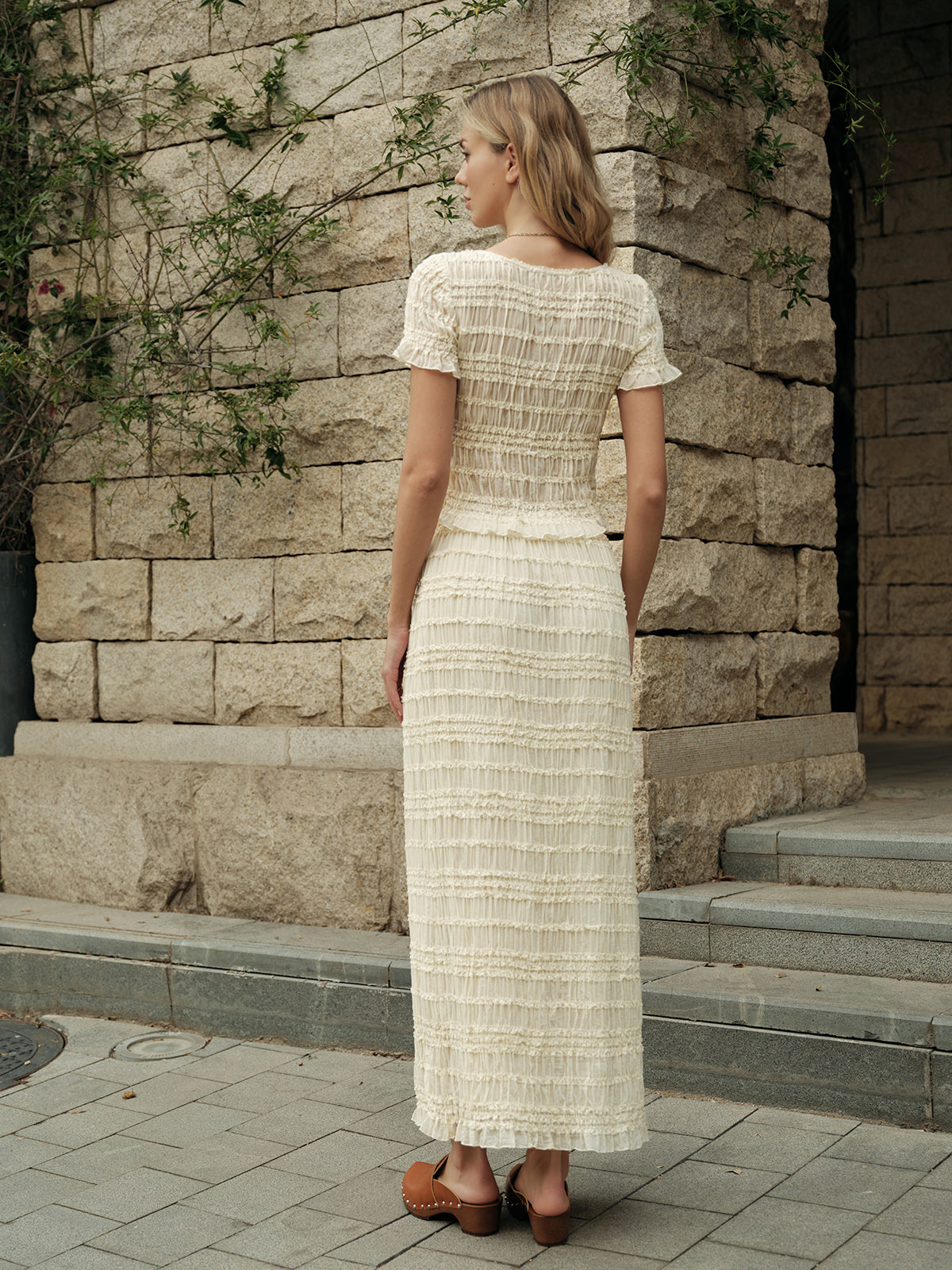 Fırfırlı Crop Top Etek Takımı